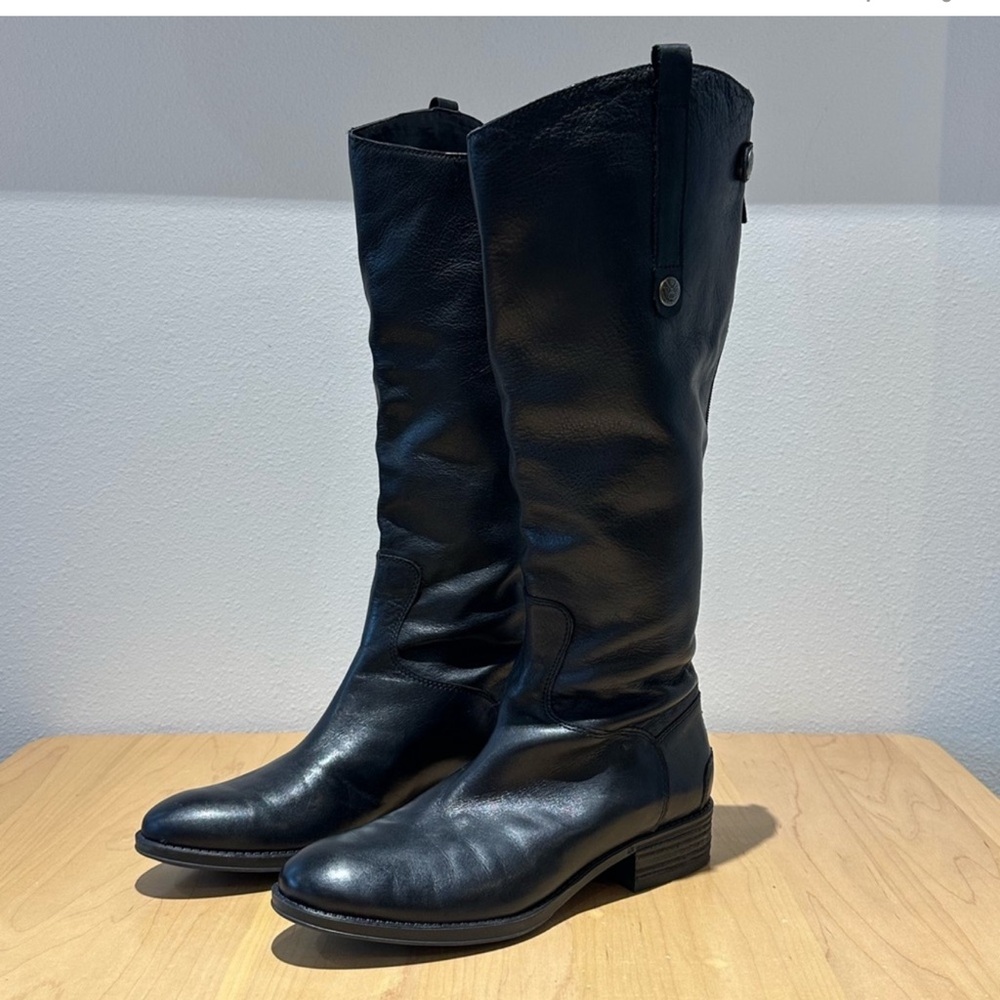 Sam Edelman "Penny" Riding Boots, Black Leather, Women's 8.5